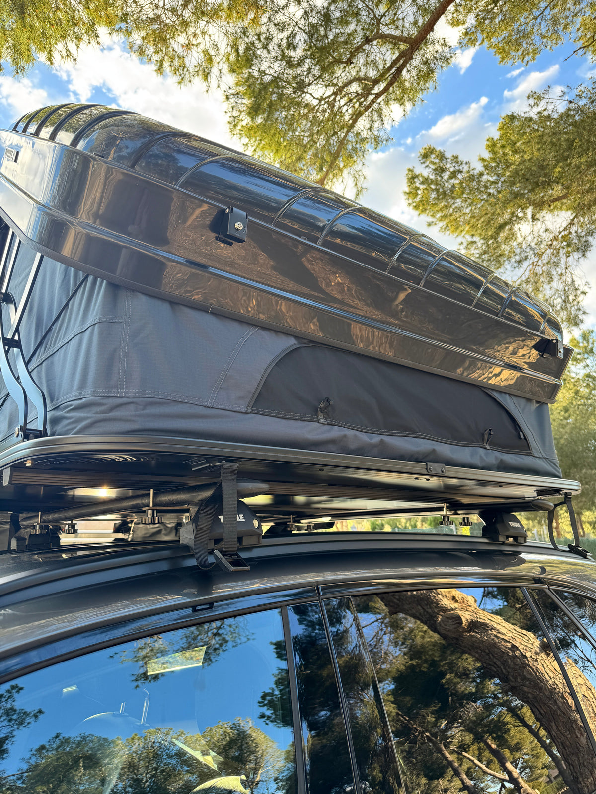 Tente de toit pour voiture Chest ASA XL résistant aux rayons UV avec lumières à intensité réglable