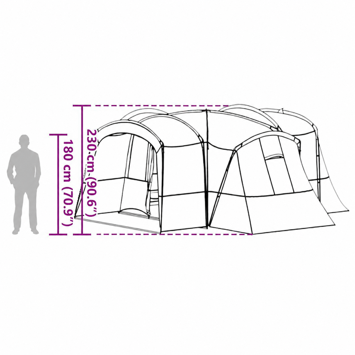 Tente familiale pour 12 personnes en polyester 185T avec revêtement PU - résistants aux UV