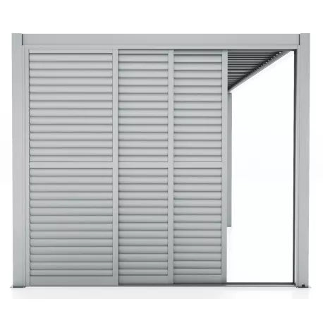 Paroi complète avec 3 panneaux coulissants à ouvertures de ventilation - gris clair