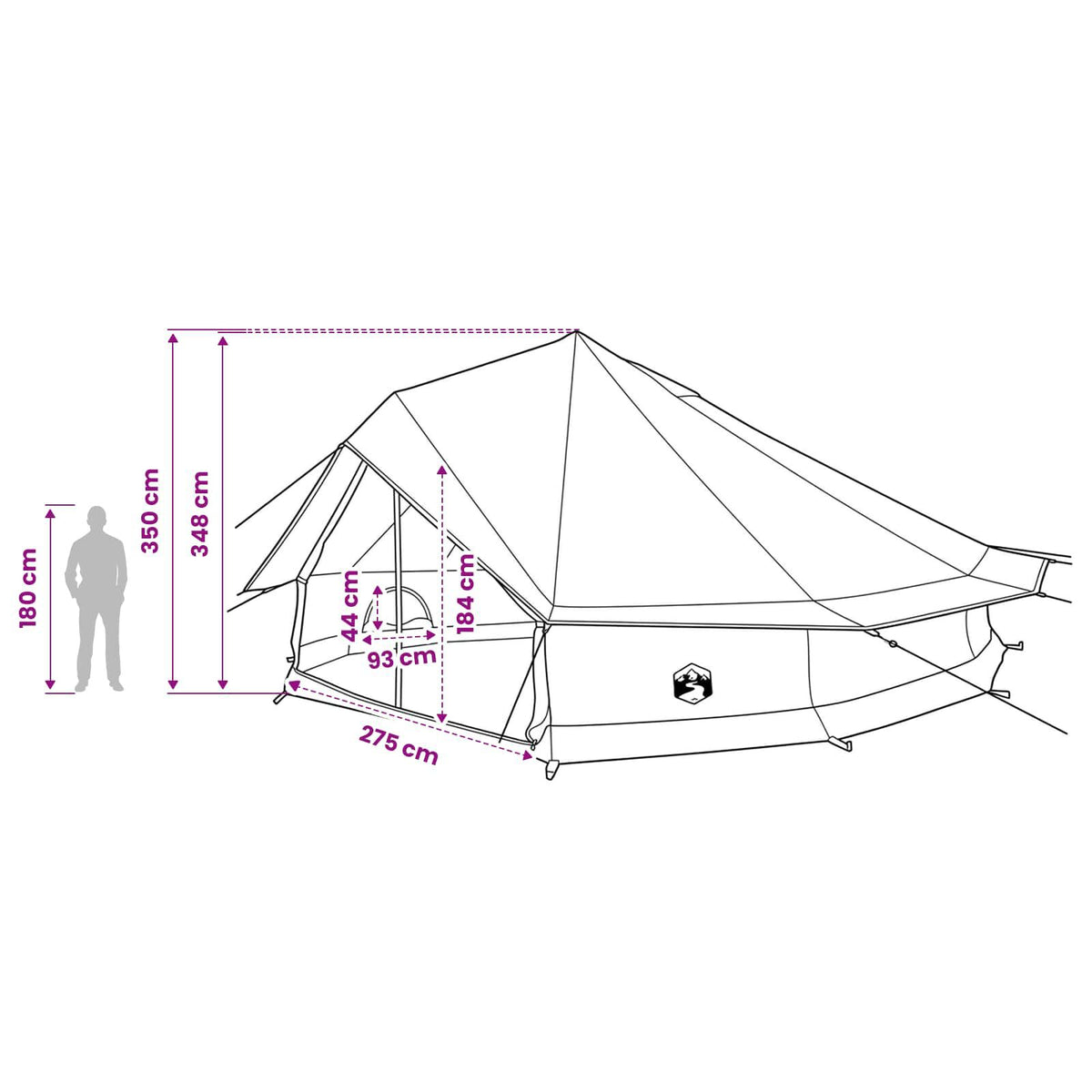 Tente familiale pour 12 personnes en coton synthétique marron