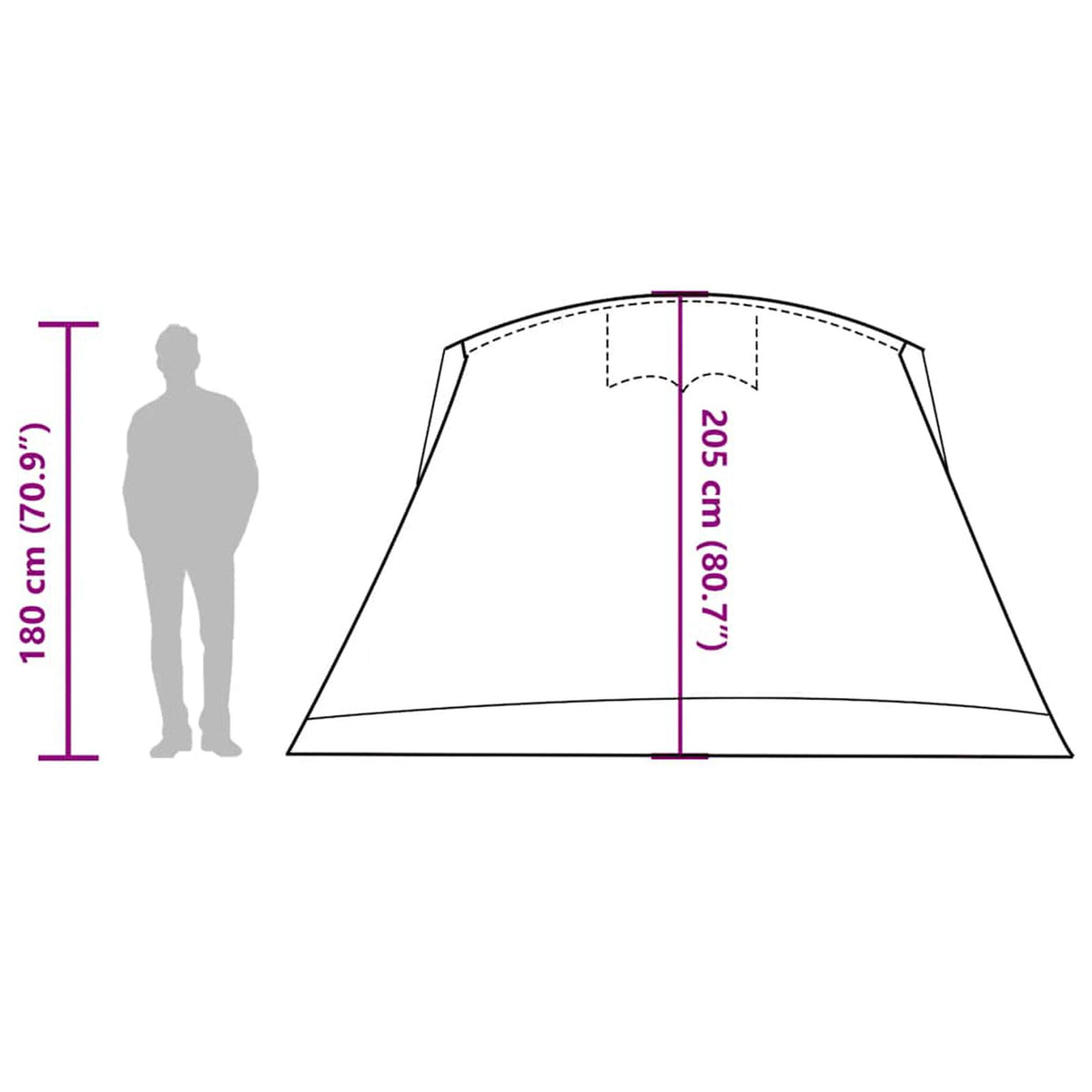 Tente tunnel familiale de 8 personnes avec port E et 2 poches de rangement