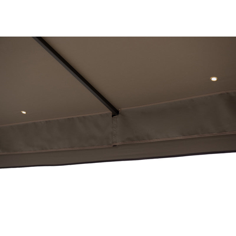 Tonnelle de jardin Aneto 300x360cm en acier thermolaqué marron et polyester