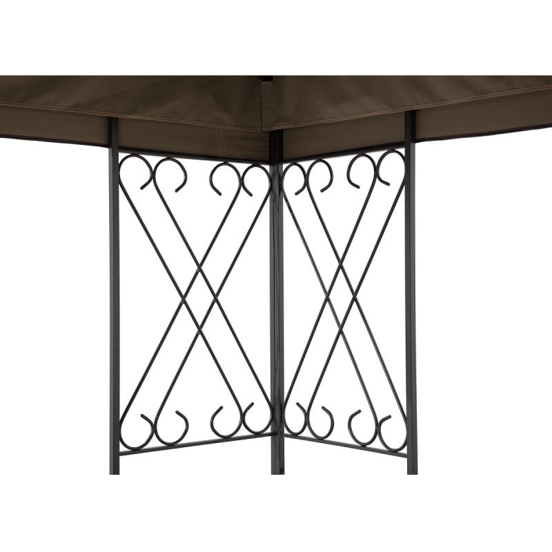 Tonnelle de jardin Aneto 300x360cm en acier thermolaqué marron et polyester