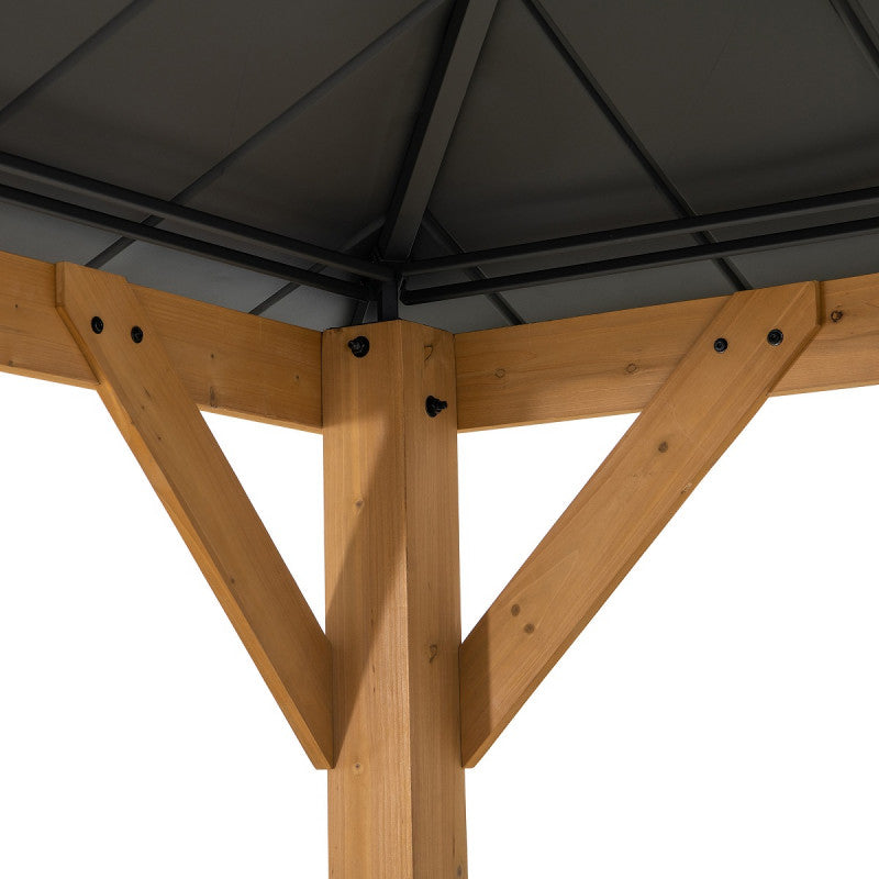 Gazebo de jardin Rimo 390x450cm en bois massif et toit en acier anthracite