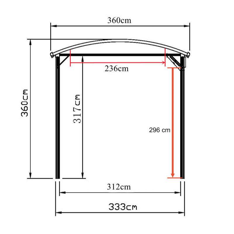 Abri pour camping-car en aluminium anthracite de 3,59 x 7,62 m et polycarbonate de 6 mm
