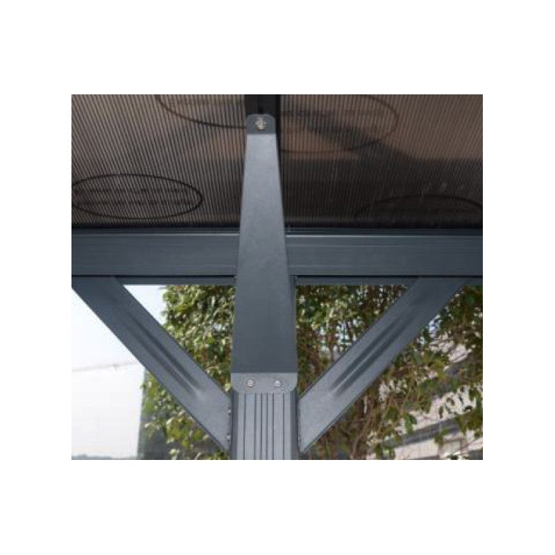 Abri voiture en aluminium anthracite 3 x 5,05 m et polycarbonate de 6 mm