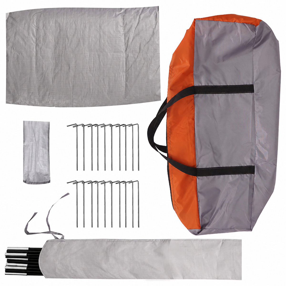 Tente Tipi de 18 personnes, gris et orange, polyester et acier de 25m²