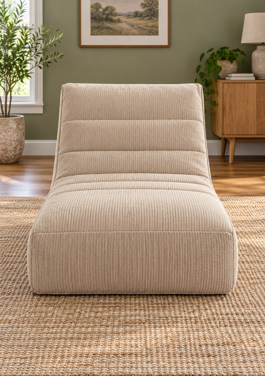 Fauteuil de relaxation compressé en tissu doux – Format compact