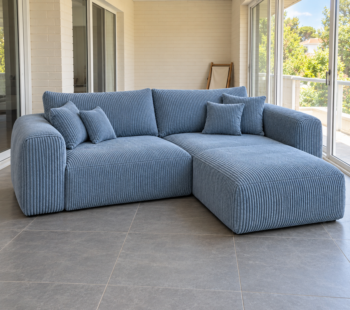 Canapé d’angle italien minimaliste – grande méridienne compressée
