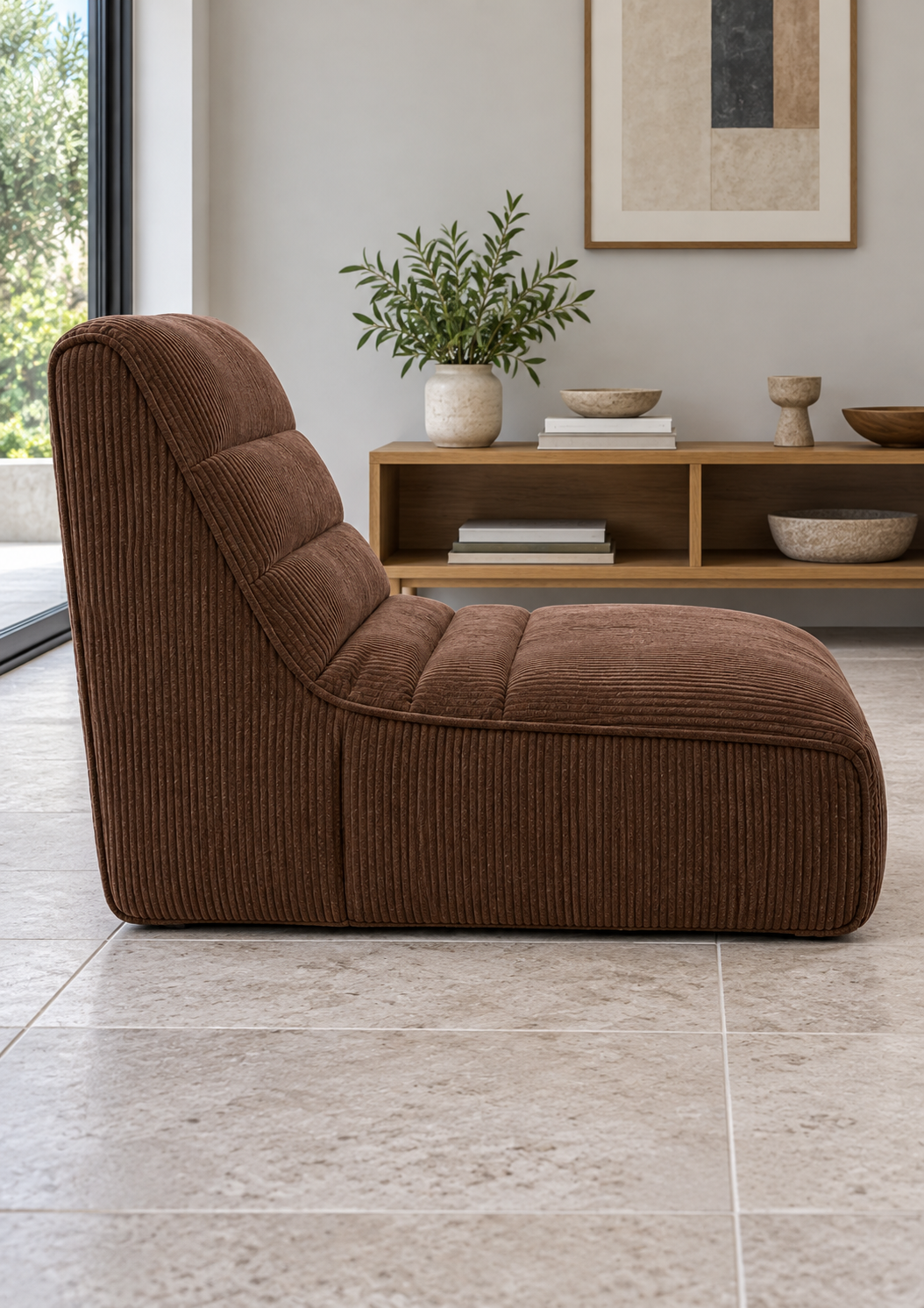 Fauteuil de relaxation compressé en tissu doux – Format compact