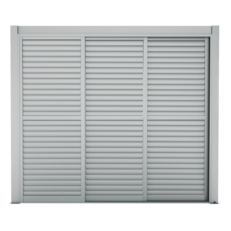 Paroi complète avec 3 panneaux coulissants à ouvertures de ventilation - gris clair