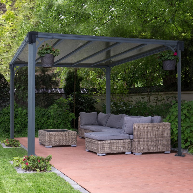 Pergola en aluminium et polycarbonate 309x309cm - facile et rapide à monter