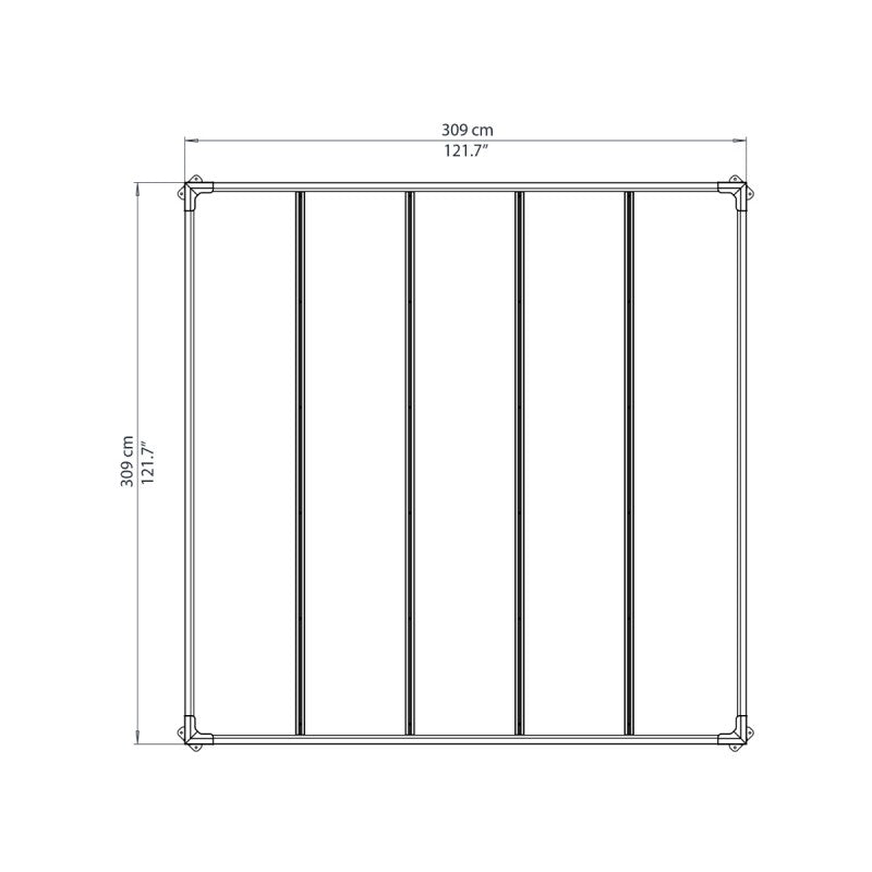 Pergola en aluminium et polycarbonate 309x309cm - facile et rapide à monter