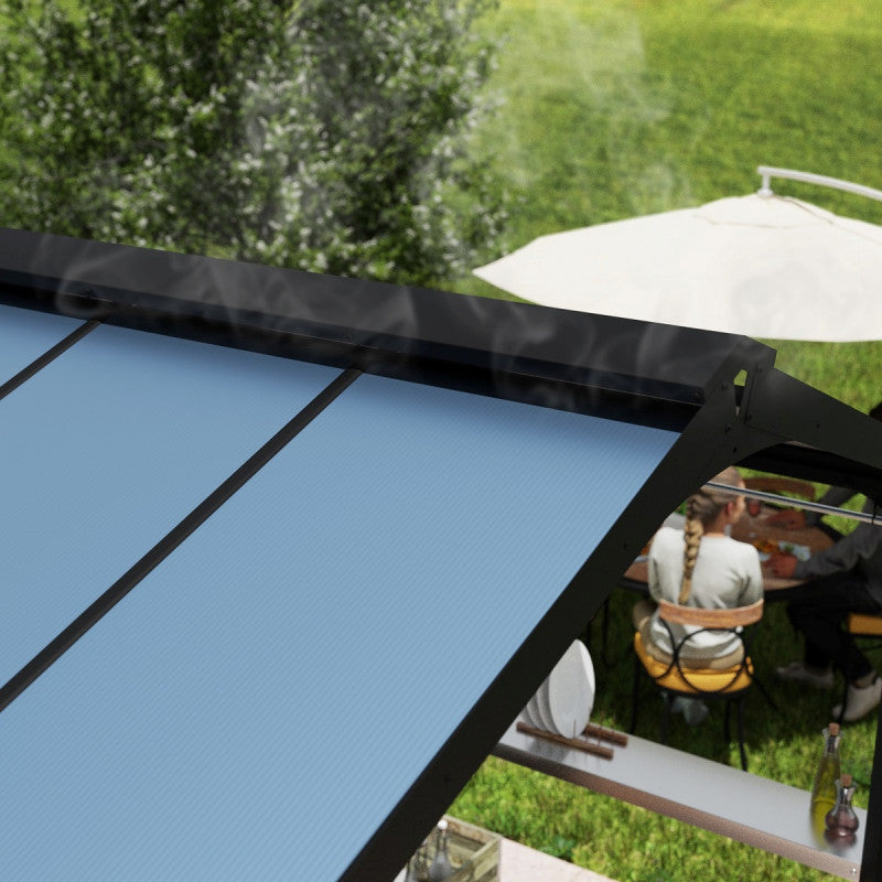 Pergola barbecue AUSTIN, 180 x 224 cm, en aluminium noir et polycarbonate gris