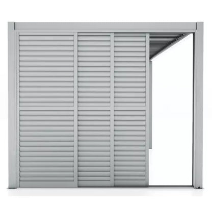Paroi complète avec 3 panneaux coulissants à ouvertures de ventilation - gris clair