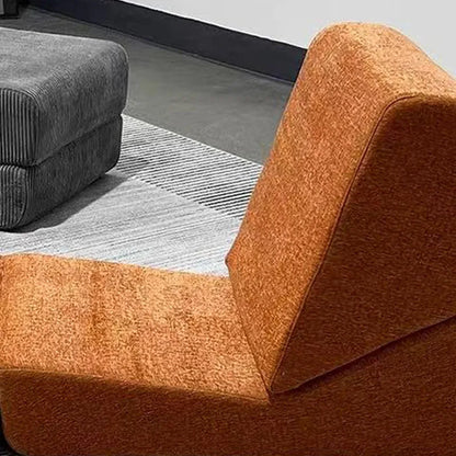 Fauteuil lounge orange terracotta – assise basse et dossier incliné