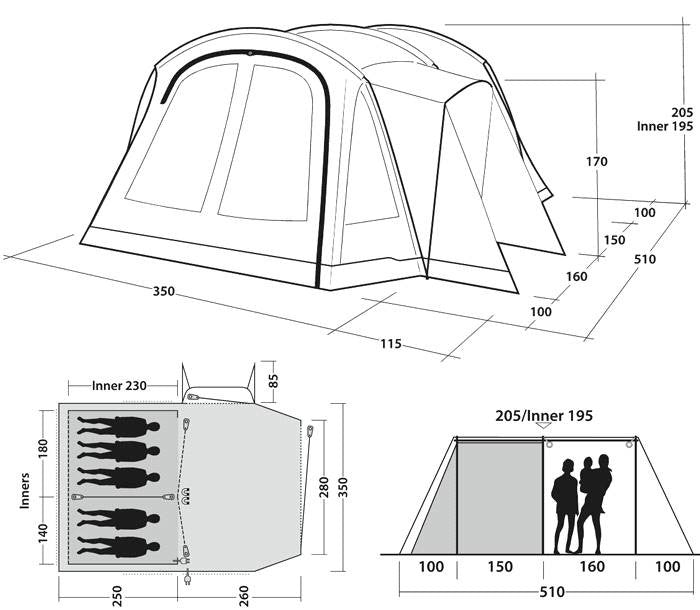 Tente familiale Premium avec fermeture magnétique des portes et système pour obscurcir les pièces