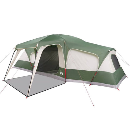 Tente familiale avec port E, accueillant 9 personnes, imperméable, couleur verte