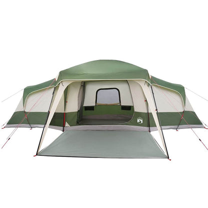 Tente familiale avec port E, accueillant 9 personnes, imperméable, couleur verte