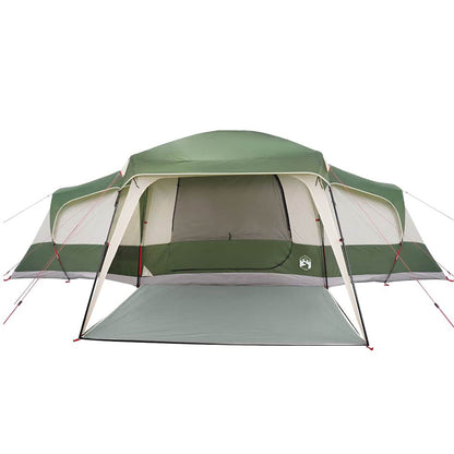 Tente familiale avec port E, accueillant 9 personnes, imperméable, couleur verte