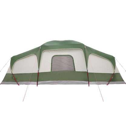 Tente familiale avec port E, accueillant 9 personnes, imperméable, couleur verte