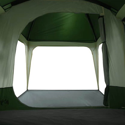 Tente familiale avec port E, accueillant 9 personnes, imperméable, couleur verte