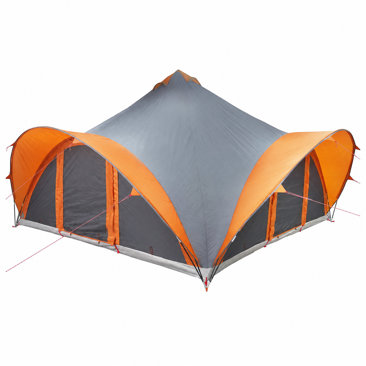 Tente Tipi de 18 personnes, gris et orange, polyester et acier de 25m²