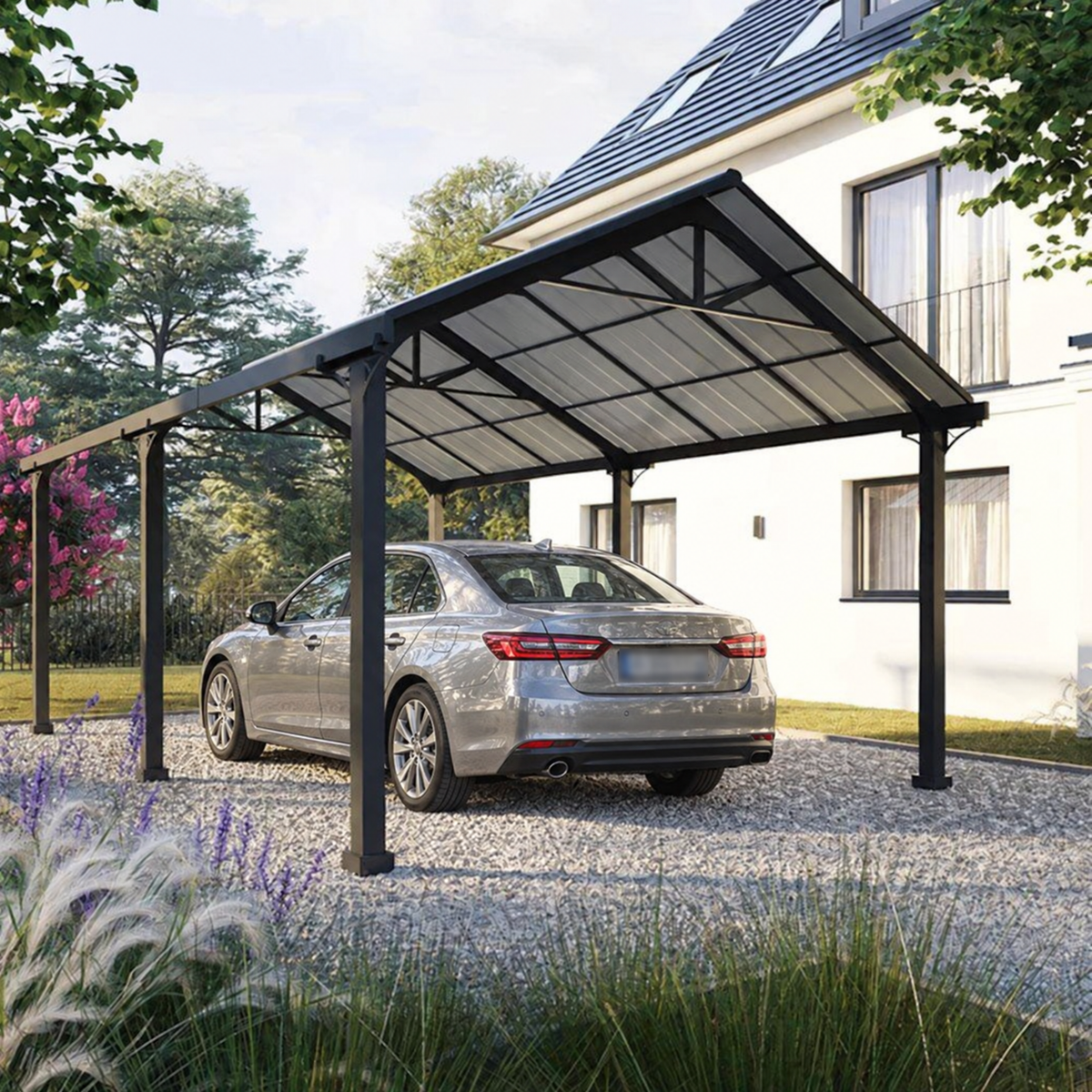 Garage Eiger 367 x 610 cm pour 1 voiture en acier thermolaqué anthracite