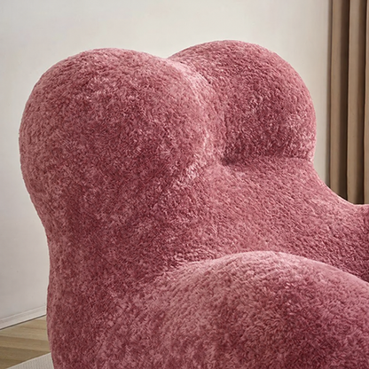 Fauteuil cocon en bouclette ivoire – silhouette nuage aux formes arrondies