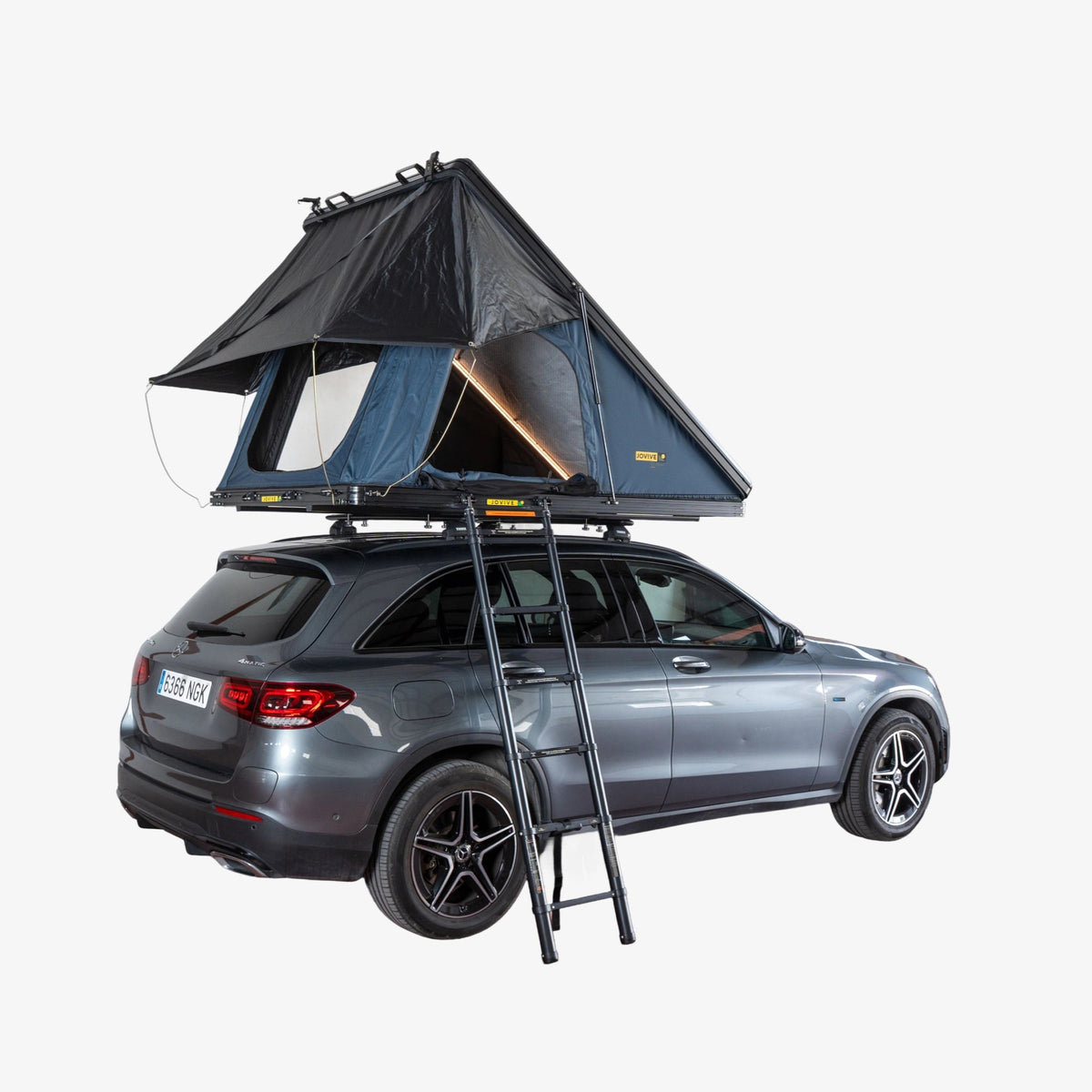 Tente de toit pour voiture Extra Slim avec deux sacs à chaussures et connexion USB