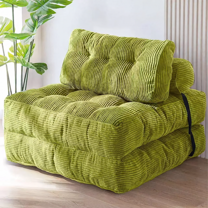 Fauteuil de sol gris anthracite en velours côtelé – assise matelassée