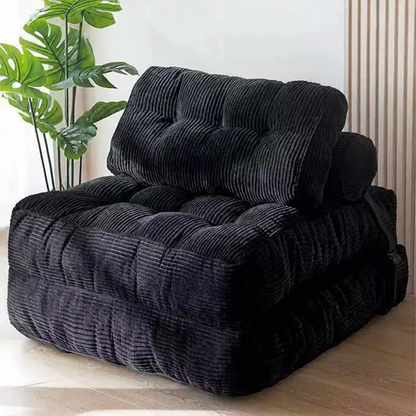 Fauteuil de sol gris anthracite en velours côtelé – assise matelassée