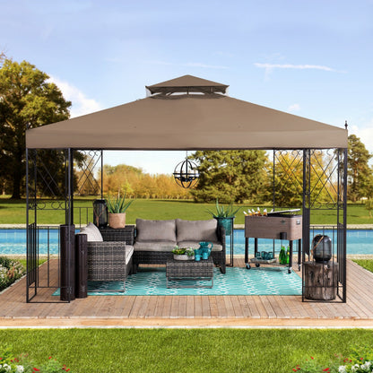 Tonnelle de jardin Aneto 300x360cm en acier thermolaqué marron et polyester