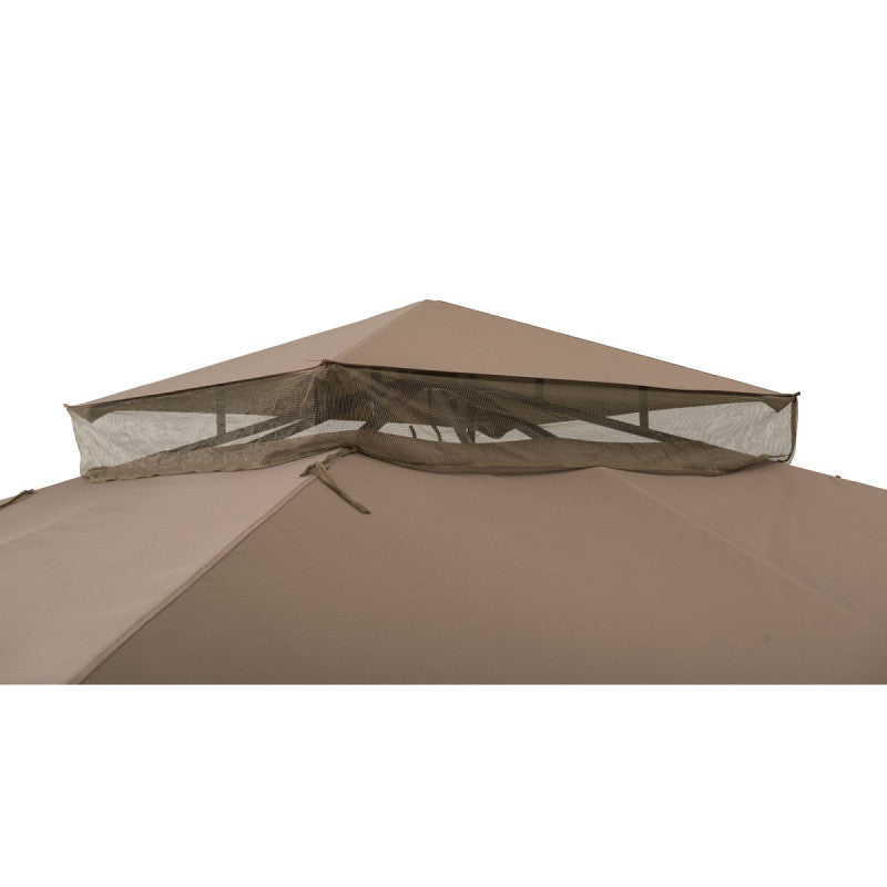 Tonnelle de jardin Aneto 300x360cm en acier thermolaqué marron et polyester