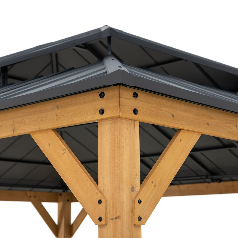 Gazebo de jardin Rimo 390x450cm en bois massif et toit en acier anthracite