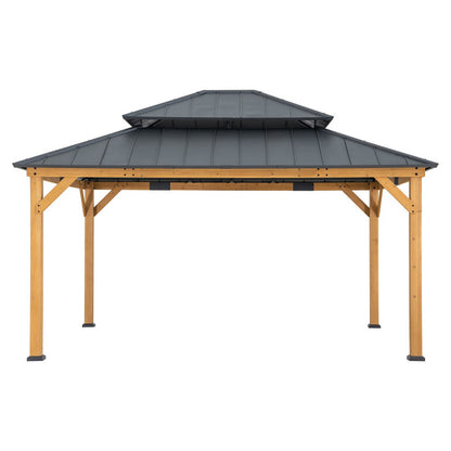 Gazebo de jardin Rimo 390x450cm en bois massif et toit en acier anthracite