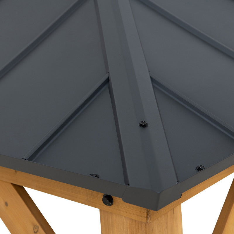 Gazebo de jardin Rimo 390x450cm en bois massif et toit en acier anthracite