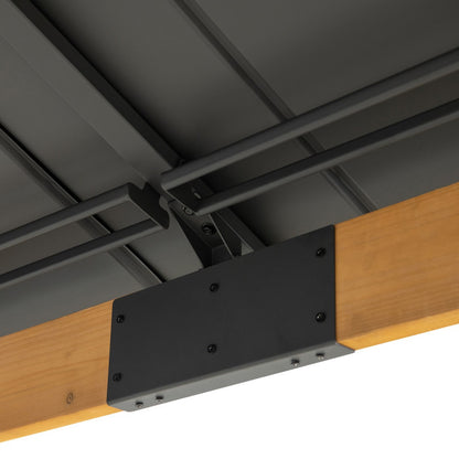 Gazebo de jardin Rimo 390x450cm en bois massif et toit en acier anthracite