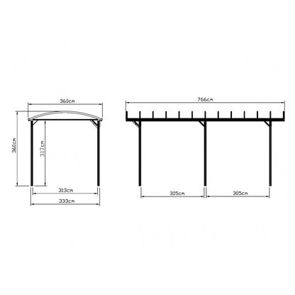 Abri pour camping-car en aluminium anthracite de 3,59 x 7,62 m et polycarbonate de 6 mm
