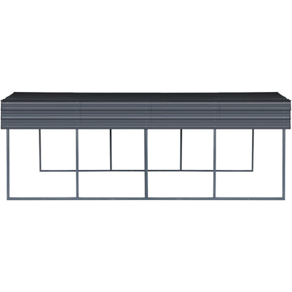 Garage avec toit en acier galvanisé de 22 m² - 366 x 596 cm - couleur anthracite