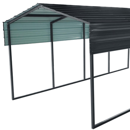 Garage avec toit en acier galvanisé de 22 m² - 366 x 596 cm - couleur anthracite