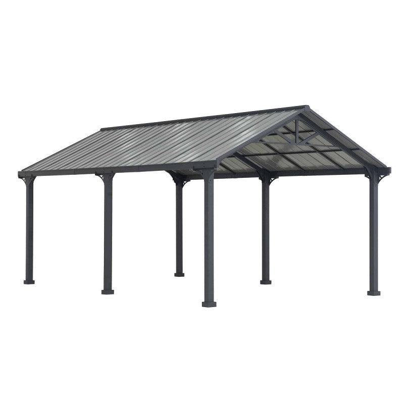 Garage Eiger 367 x 610 cm pour 1 voiture en acier thermolaqué anthracite