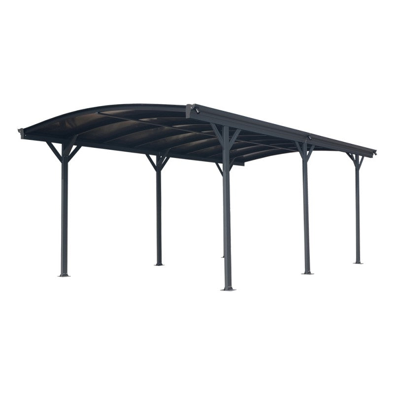 Abri voiture en aluminium anthracite 3 x 5,05 m et polycarbonate de 6 mm