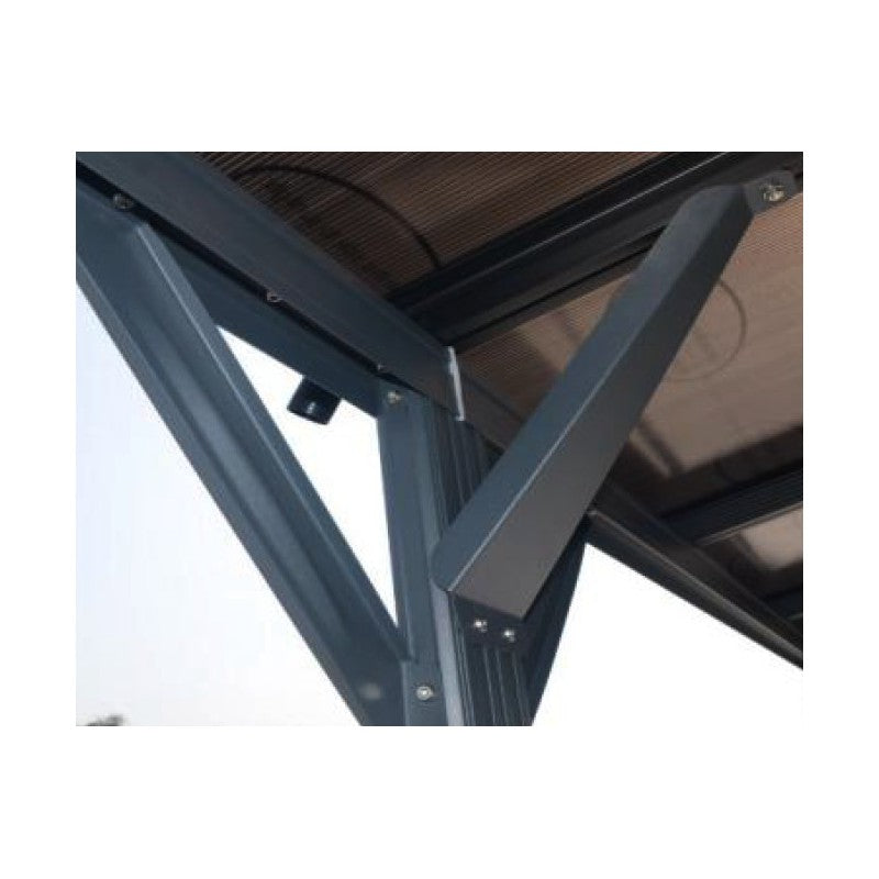 Abri voiture en aluminium anthracite 3 x 5,05 m et polycarbonate de 6 mm