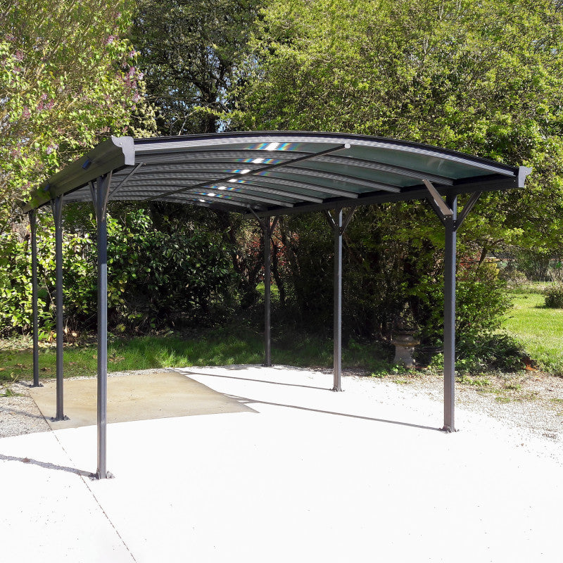 Abri voiture en aluminium anthracite 3 x 5,05 m et polycarbonate de 6 mm