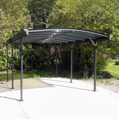 Abri voiture en aluminium anthracite 3 x 5,05 m et polycarbonate de 6 mm