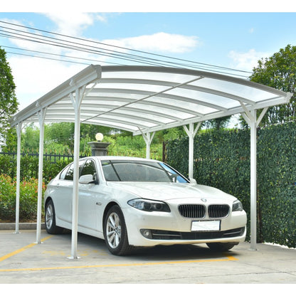 Abri voiture en aluminium blanc 3 x 5,76 m et polycarbonate de 6 mm