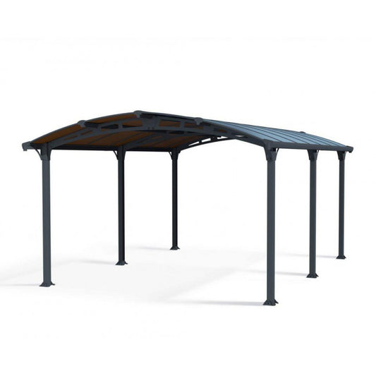 Abri voiture en aluminium gris et polycarbonate pour 1 véhicule, 18,2 m²