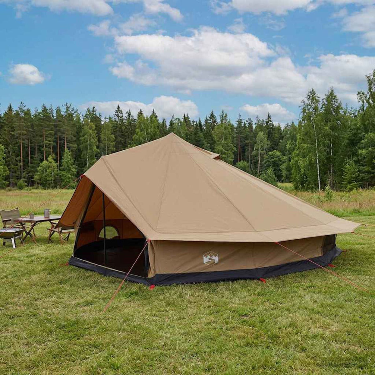 Tente familiale pour 12 personnes en coton synthétique marron