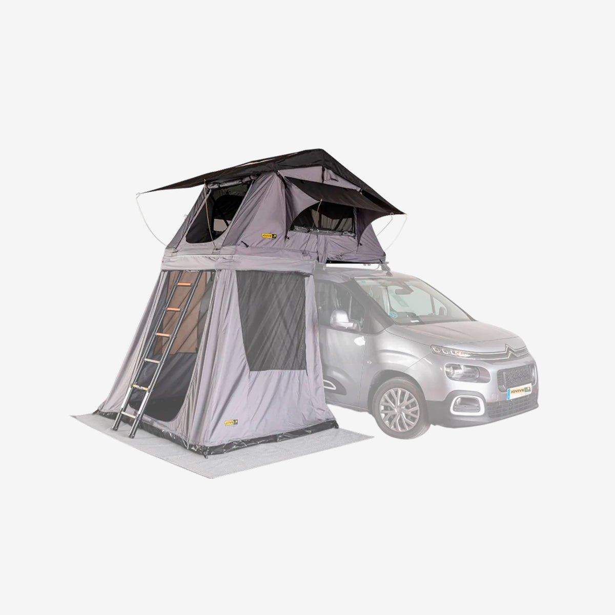 Tente de toit Star pour voiture avec couvercle semi-rigide et connexion USB